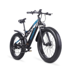 Bicicletta elettrica SHENGMILO MX03, 1000W, 48V, 17Ah, 40 km/h, autonomia massima 90 km, Nero/Blu