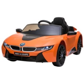 Auto elettrica Premier BMW i8, 12V, ruote in gomma EVA, sedile in pelle ecologica, arancione