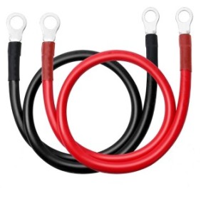 Set di 2 cavi con batteria auto/fotovoltaica capicord 6AWG, Rosso/Nero, 2*50 cm