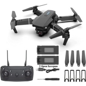 Drone, 1Tech E88 Pro, 2 fotocamere, 2 batterie, WIFI, FPV, vibrazione 3D, 1080P, sensore G, 1800mAh, plastica, nero