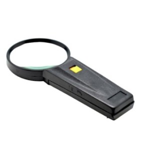 Lente d'ingrandimento portatile con lente da 75 mm, zoom 3x e LED, colore nero