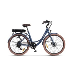 Bicicletta elettrica da città (E-Bike) SCOOTY EC400 PRO, ruote da 26 pollici, motori da 250 W, autonomia massima 70-80 Km, Blu/Marrone