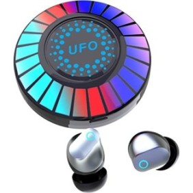 Cuffie da gioco Bluetooth 5.3 Untethered UFO RGB Light IPX4 Cuffie sportive impermeabili Cancellazione del rumore In-ear con microfono per TV Smart Phone PS4 Xbox E-Gamer