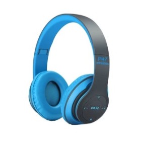 Cuffie audio Bluetooth wireless P47 ImpactVision®, radio FM, scheda SD, microfono integrato, blu