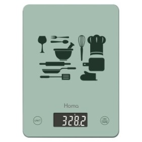 Bilancia da cucina, Homa, display LCD, Plastica/Vetro, 5 kg, Grigio