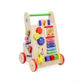 Giocattolo educativo da spingere 6 in 1, Legno, 51 x 32,5 x 31 cm, Multicolore