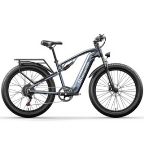 Bicicletta elettrica Shengmilo MX05, Bicicletta elettrica a sospensione completa, 48 V/17,5 Ah, Shimano 7 velocità, Grigio