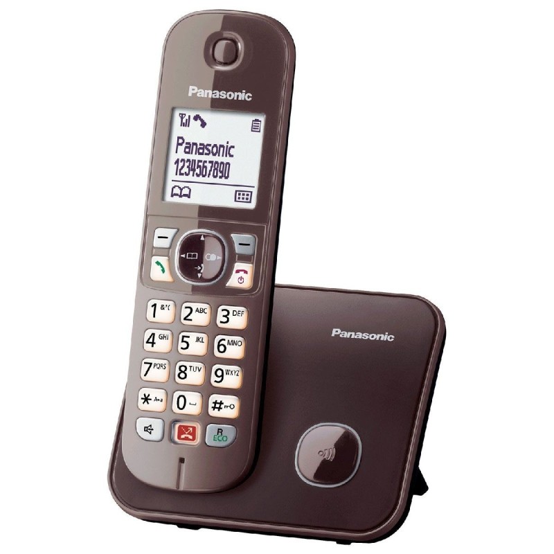 Telefono cordless digitale con ampio schermo, Panasonic, Con supporto, Marrone