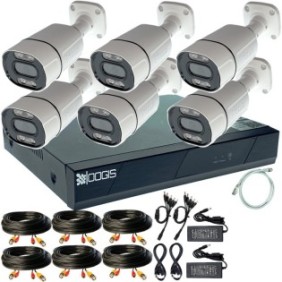 Kit di sorveglianza OOGIS™ K8MX6ECC con 6 telecamere Microfono esterno a colori da 8 MP (4K) da 30 m, completamente espandibile a 8 2160P, accesso mobile, notte/giorno
