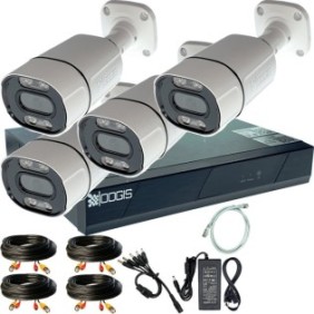 Kit di sorveglianza OOGIS™ K5MX4CR con 4 telecamere Microfono esterno da 5 MP (2K+) IR 30 m, 1920P completo, accesso mobile, notte/giorno