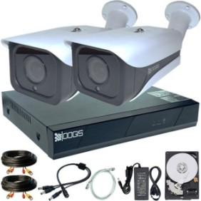 Kit di sorveglianza OOGIS™ K5MX2ERR-05 con 2 telecamere 5MP (2K+) IR 50m per esterni, completamente espandibile a 4 1920P + HDD500GB-R, accesso mobile, notte/giorno