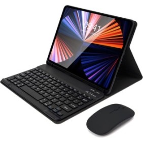 Cover per tastiera e mouse wireless, Bluetooth, Sigloo, compatibile con tablet iPad Pro 11, 1a generazione 2018 / 2a generazione 2020 / 3a generazione 2021, 11 pollici, Nero