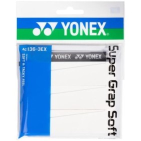 Overgrip Yonex Super Grap Soft, colore Bianco, set da 3