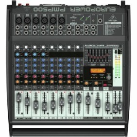 Mixer amplificato Behringer PMP 500, 125 W/8 Ohm, 12 canali, 6 mono / 2 stereo o 4 mono / 4 stereo