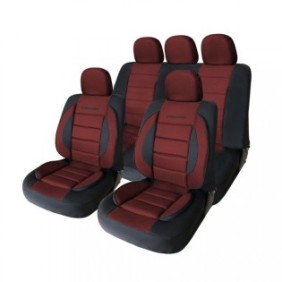 Coprisedili per auto Premium, rosso con nero, compatibili con sedili con airbag, universali, Carguard HSA013