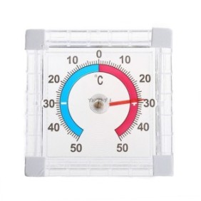Termometro analogico, plastica/metallo, display LCD, per uso interno, bianco
