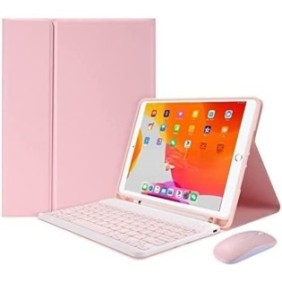 Cover per tastiera e mouse wireless, Bluetooth, Sigloo, compatibile con tablet Lenovo Tab K10 / Tab M10 Plus 10.3, 10.3 pollici, rosa