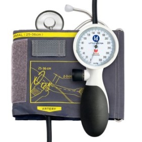 Little Doctor LD 91 sfigmomanometro meccanico professionale, stetoscopio incluso, bracciale 25 - 36 cm, Bianco/Nero