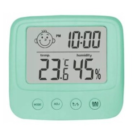Termometro con igrometro per cameretta, display LCD, 8,5x8x2,3 cm, Turchese