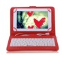 Cover per tablet 7 pollici con tastiera micro USB modello X, rossa, tipo cartella, chiusura a 4 clip