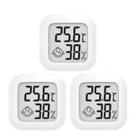 Set di 3 termometri/igrometri, ABS, display digitale, bianco