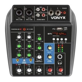 Mixer audio a 3 canali, USB/Bluetooth, Vonyx VMM100