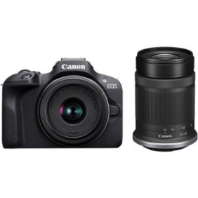 Fotocamera mirrorless Canon EOS R100 + obiettivo RF-S 18-45mm f/4.5-6.3 IS STM + obiettivo RF-S 55-210mm f/5-7.1 IS STM