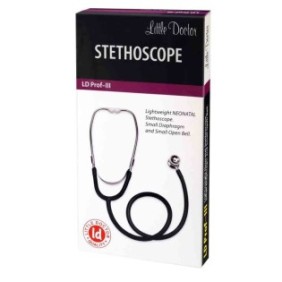 Stetoscopio neonatale Little Doctor LD Prof III, stetoscopio metallico utilizzabile sia largo che largo, diaframma piccolo, Nero/Acciaio inossidabile