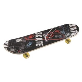 Skateboard nero con ruote in silicone, 71x20x8,8