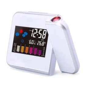 Termometro, display LCD, con orologio, bianco