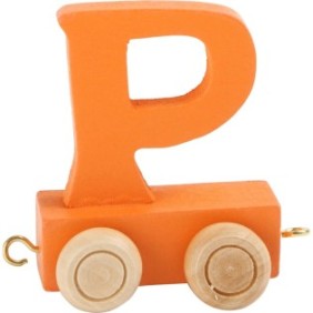 Lettere con trenino in legno multicolore - lettera P