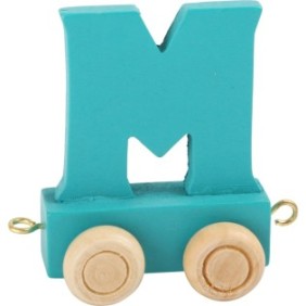 Lettere con trenino in legno multicolore - lettera M