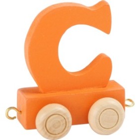 Lettere con trenino in legno multicolore - lettera C