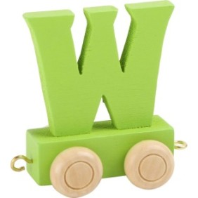 Lettere con trenino in legno multicolore - lettera W