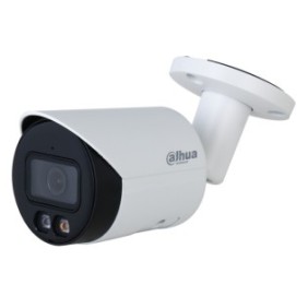Telecamera di sorveglianza IP da esterno con doppia illuminazione Dahua IPC-HFW2249S-S-IL-0280B, 2MP, 2,8 mm, IR/luce bianca 30m, microfono, slot per schede, PoE