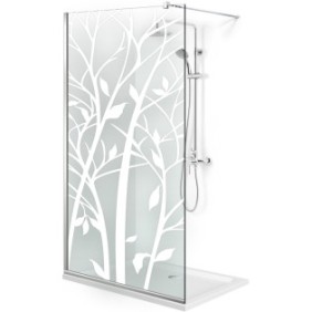 Parete doccia walk-in Aqua Roy ® INOX modello Wood bianco, vetro trasparente 8 mm, fissato, 130x195 cm
