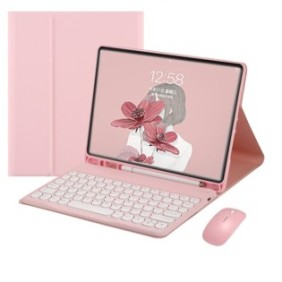 Set cover tastiera e mouse per iPad 9/8, Bluetooth, rosa