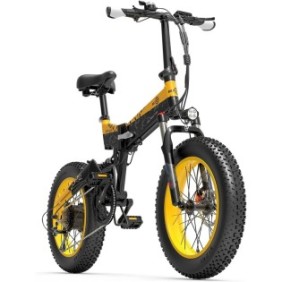 Bicicletta elettrica XF200, Bezior, Alluminio, 1000W, 40Km/h, 15Ah, Nero/Giallo
