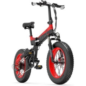 Bicicletta elettrica XF200, Bezior, Alluminio, 1000W, 40Km/h, 15Ah, Nero/Rosso