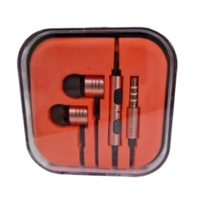 Cuffie intrauricolari Felman, in metallo, con microfono e connettore Jack 3,5 mm, Arancione