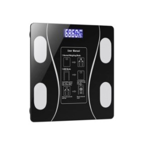 Bilancia diagnostica JRH® Smart Body, connessione Bluetooth all'app fitness, range di peso 0,2-180 kg, rilevamento della temperatura, vetro di sicurezza, nero