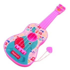 Chitarra giocattolo per bambini, per cantare, con corde e piume, elefante, rosa, Dalimag