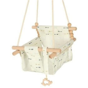 Altalena in legno per neonati e neonati, per uso interno ed esterno, "LikeSmart Arrow Swing", facile da montare e trasportare, Cream Arrow
