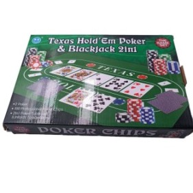 Set Poker con 100 Fiches, Tappetini, Blackjack, Carte da Gioco, 60X40 cm, Dalimag