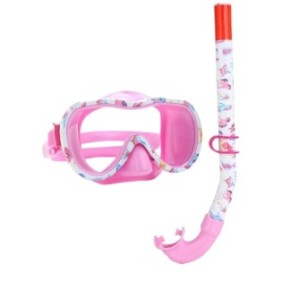 Set maschera e boccaglio ergonomico, bianco/rosa per bambini 6-12 anni