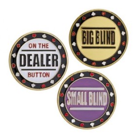 Set di 3 fiches da poker, Relaxdays, Big Blind, Small blind, Dealer