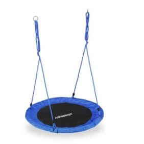 Altalena per bambini Relaxdays, discoteca, diametro 90 cm, portata massima 100 kg, colore blu