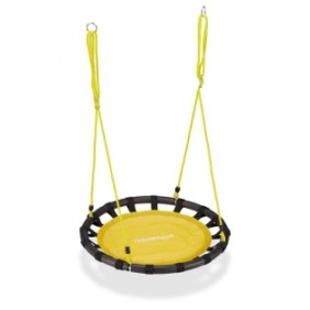 Altalena per bambini Relaxdays, discoteca, diametro 80 cm, portata massima 100 kg, colore giallo
