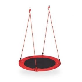 Altalena per bambini Relaxdays, discoteca, diametro 110 cm, portata massima 100 kg, rossa