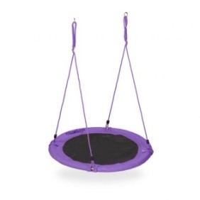 Altalena per bambini Relaxdays, discoteca, diametro 100 cm, portata massima 100 kg, viola